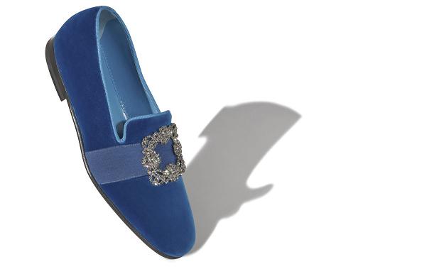 Manolo Blahnik Schuhe Herren Sale - Carlton Velvet Loafer Blau GN8276145